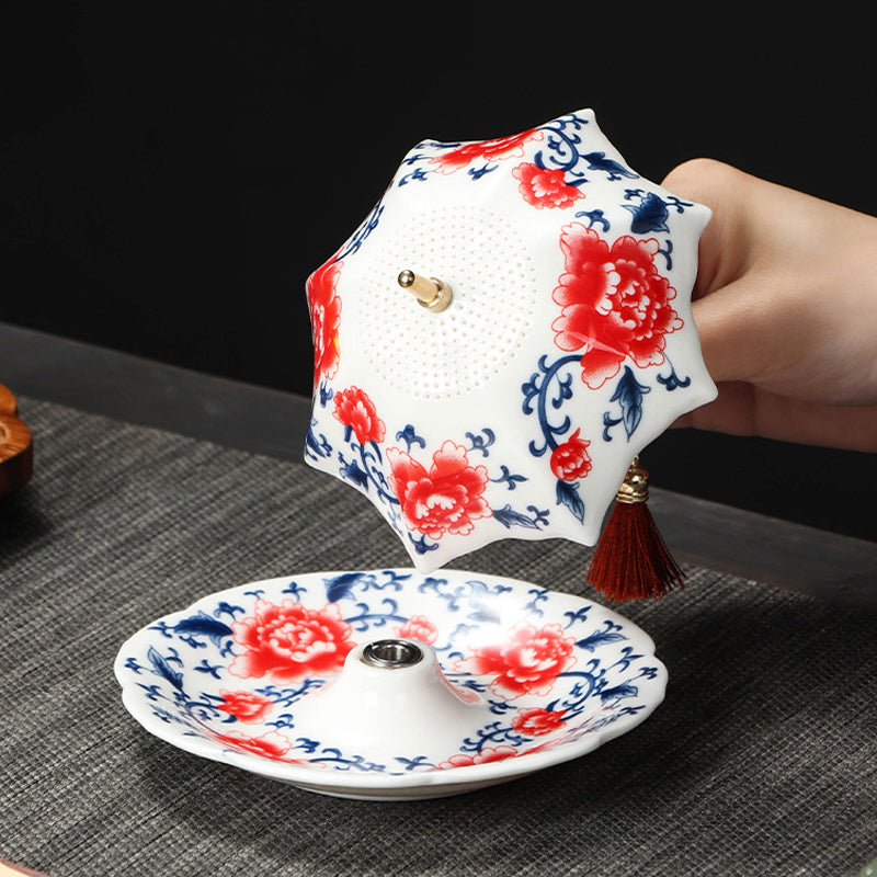 Juego de coladores de té de cerámica con forma de paraguas