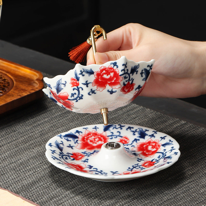 Juego de coladores de té de cerámica con forma de paraguas
