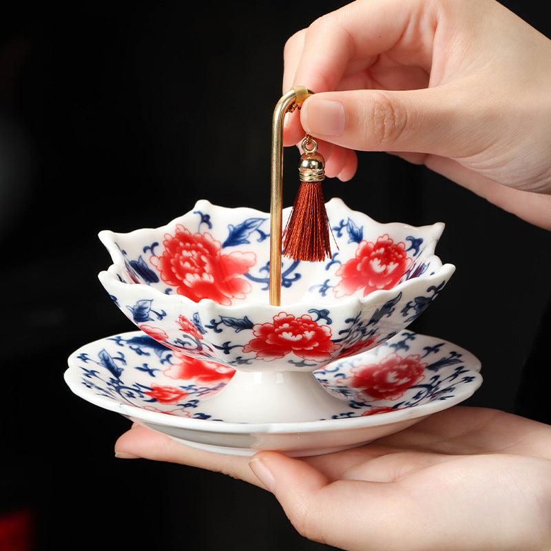 Juego de coladores de té de cerámica con forma de paraguas
