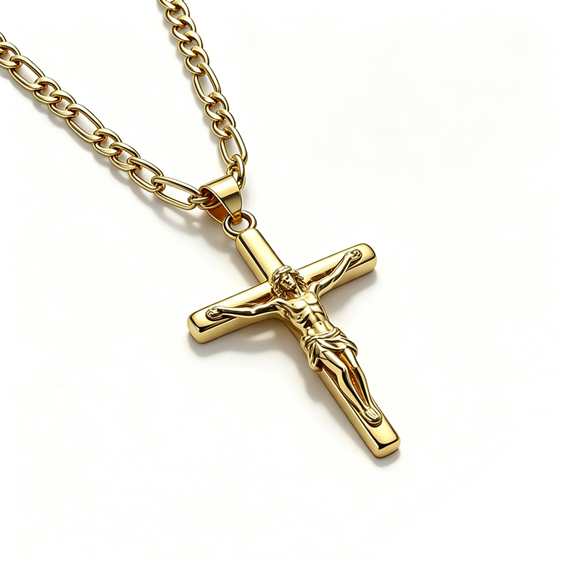 Collar con Dije de Crucifijo para Hombre y Mujer, Cadena de Fe