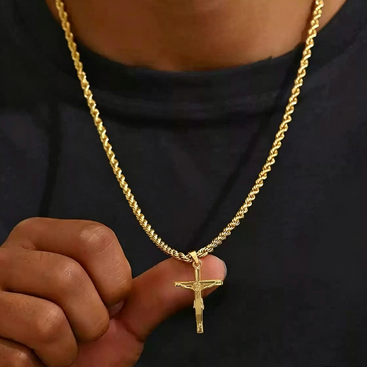 Collar con Dije de Crucifijo para Hombre y Mujer, Cadena de Fe