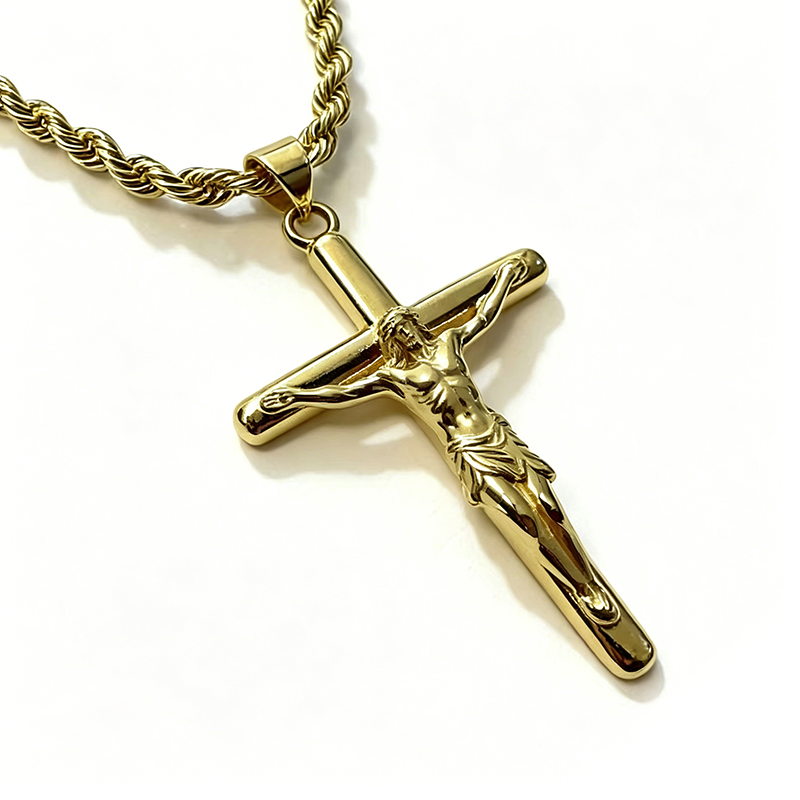 Collar con Dije de Crucifijo para Hombre y Mujer, Cadena de Fe