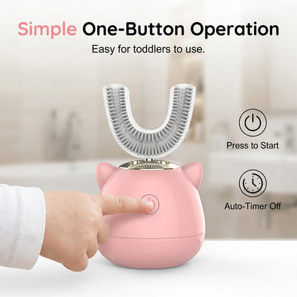 Cepillo de dientes eléctrico automático para niños con forma de U