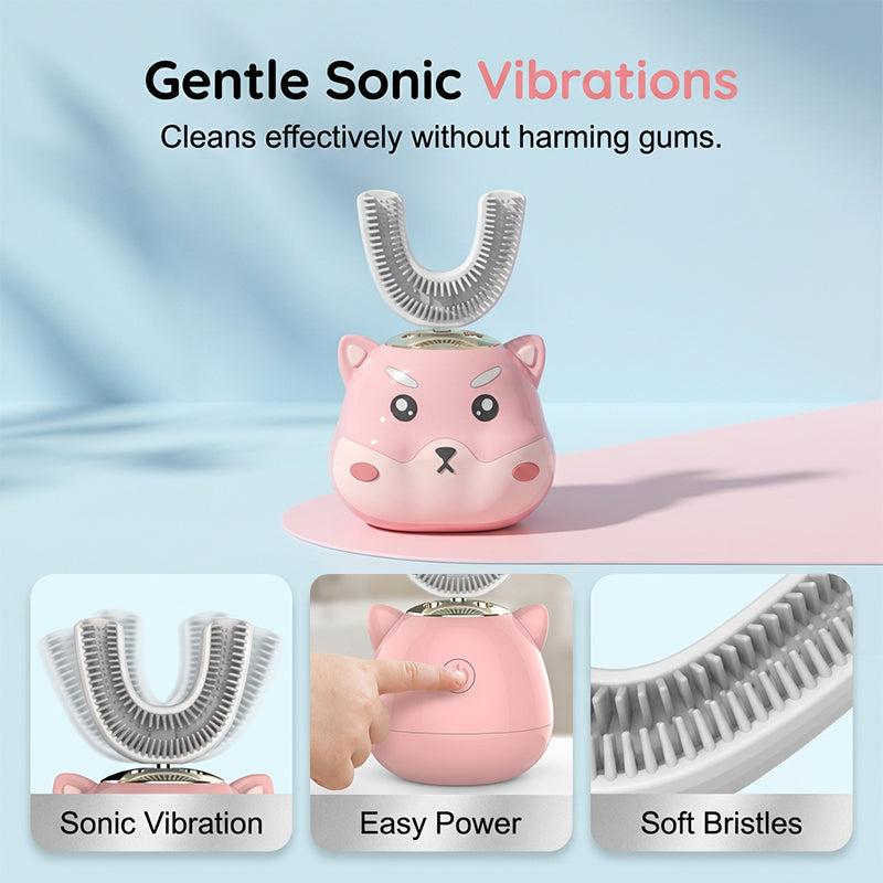 Cepillo de dientes eléctrico automático para niños con forma de U