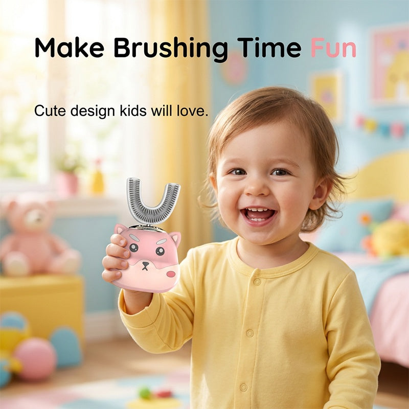 Cepillo de dientes eléctrico automático para niños con forma de U
