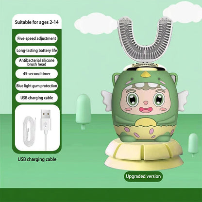 Cepillo de dientes eléctrico automático para niños con forma de U