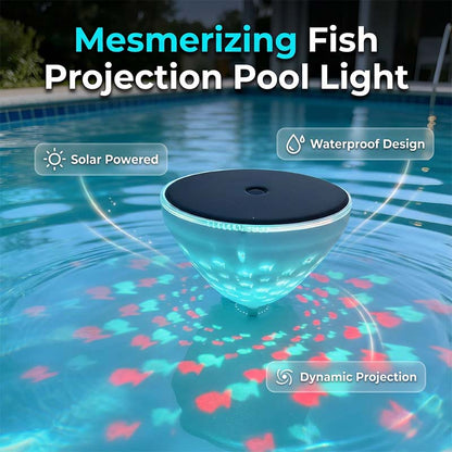 Luz solar flotante para piscina con proyección de peces