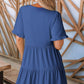 Vestido en Capas para Dama con Olanes y Cuello V