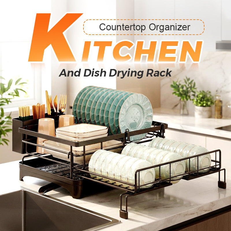 Organizador de encimera de cocina y escurridor de platos