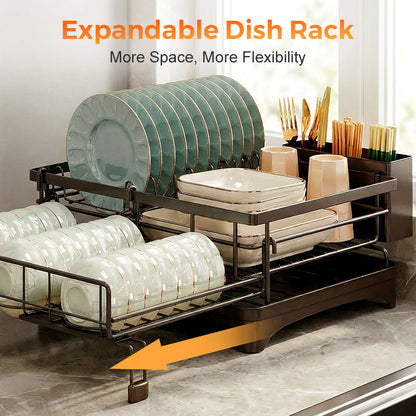 Organizador de encimera de cocina y escurridor de platos
