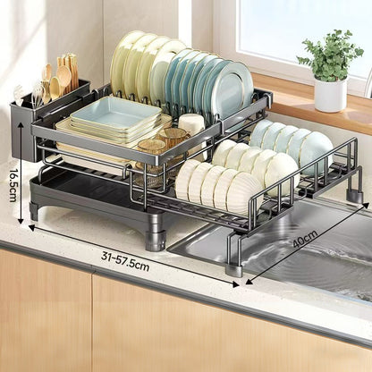 Organizador de encimera de cocina y escurridor de platos