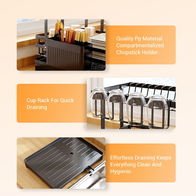 Organizador de encimera de cocina y escurridor de platos