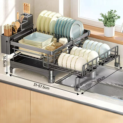 Organizador de encimera de cocina y escurridor de platos