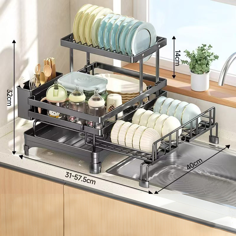 Organizador de encimera de cocina y escurridor de platos