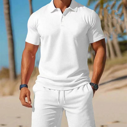 Conjunto de dos piezas para hombre: polo y pantalón corto, ideal para el verano