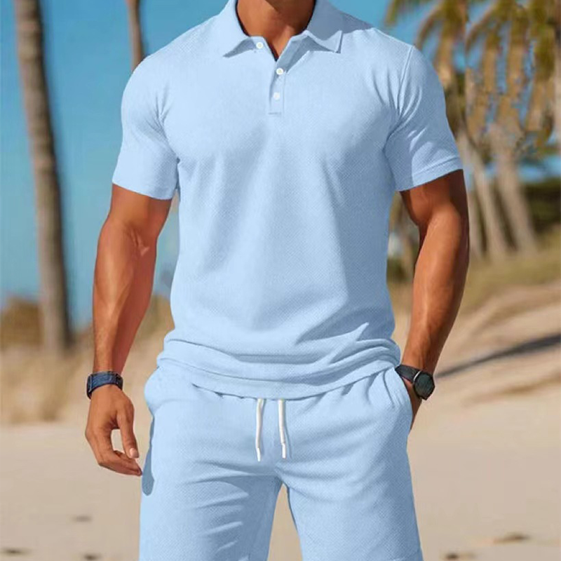 Conjunto de dos piezas para hombre: polo y pantalón corto, ideal para el verano