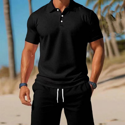 Conjunto de dos piezas para hombre: polo y pantalón corto, ideal para el verano