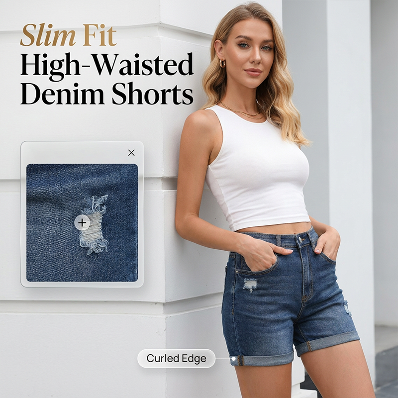 Shorts de Mezclilla para Mujer con Valenciana de Moda