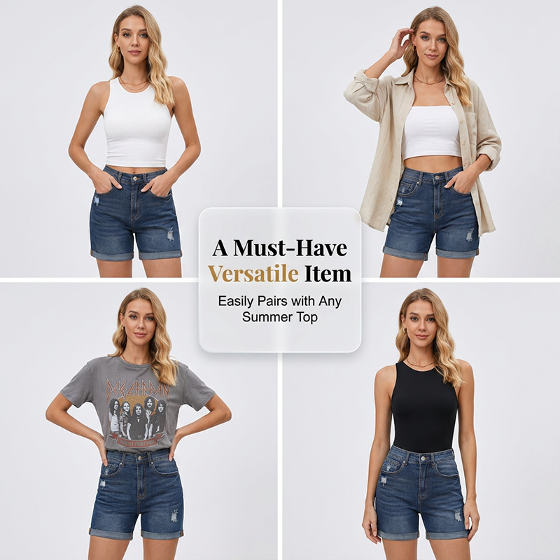 Shorts de Mezclilla para Mujer con Valenciana de Moda