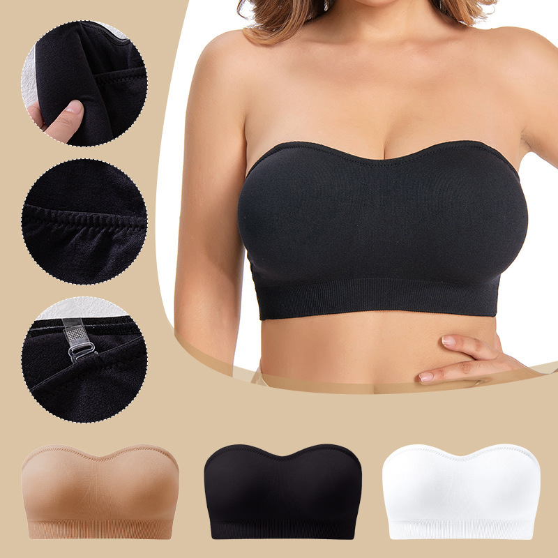 Brasier Bandeau para Mujer Sin Varillas con Tirantes Removibles