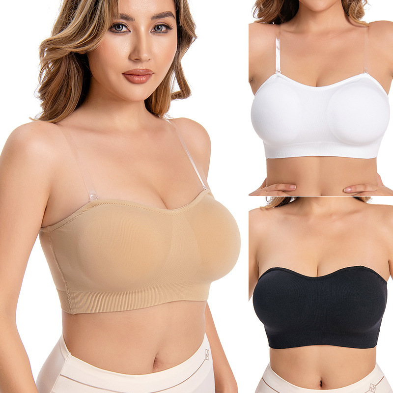 Brasier Bandeau para Mujer Sin Varillas con Tirantes Removibles