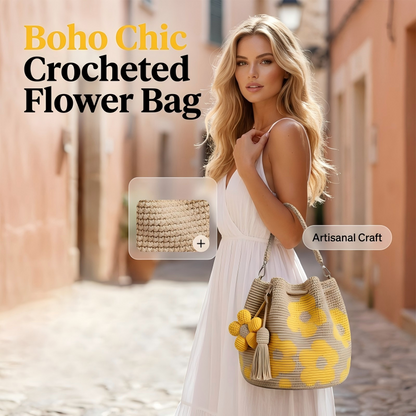 Bolsa Bucket Tejida a Crochet para Dama, Estilo Bohemio