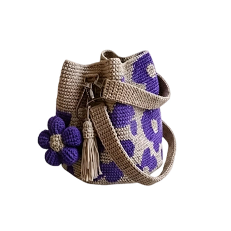 Bolsa Bucket Tejida a Crochet para Dama, Estilo Bohemio