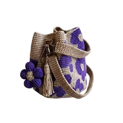 Bolsa Bucket Tejida a Crochet para Dama, Estilo Bohemio