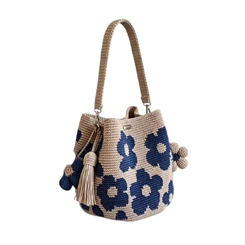 Bolsa Bucket Tejida a Crochet para Dama, Estilo Bohemio