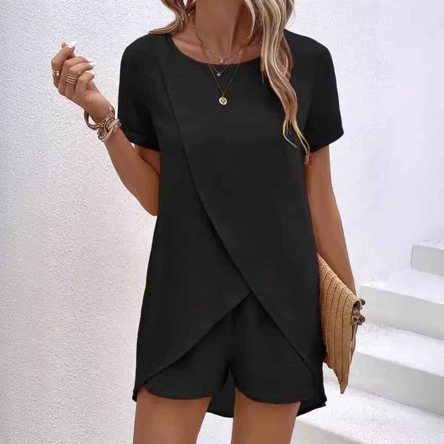 Conjunto de 2 Piezas para Dama con Top Asimétrico y Shorts