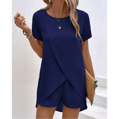 Conjunto de 2 Piezas para Dama con Top Asimétrico y Shorts