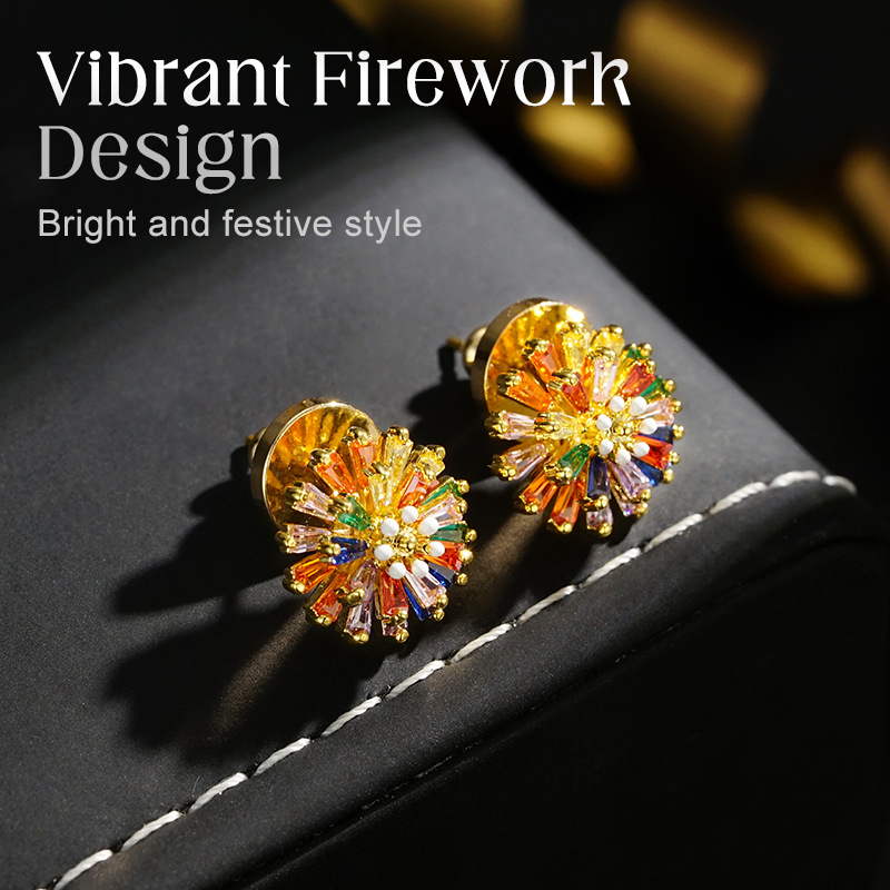 💥50% DESCUENTO! 🔥 Aretes y Collar de Fuegos Artificiales Coloridos para Mujer