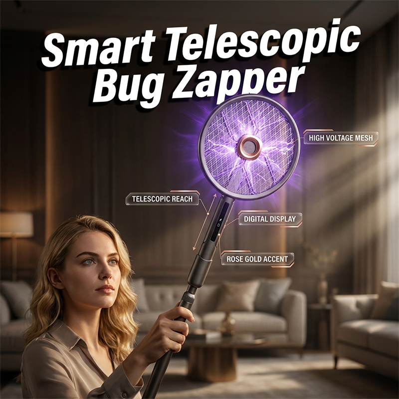 Matamoscas eléctrico telescópico 3 en 1
