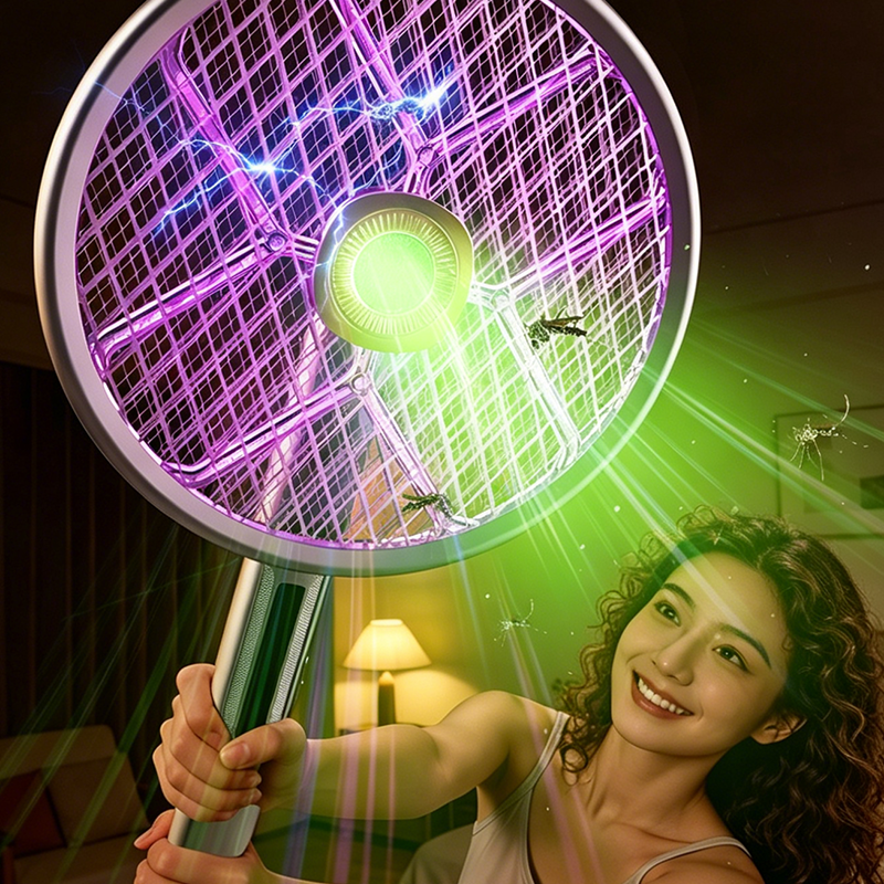 Matamoscas eléctrico telescópico 3 en 1