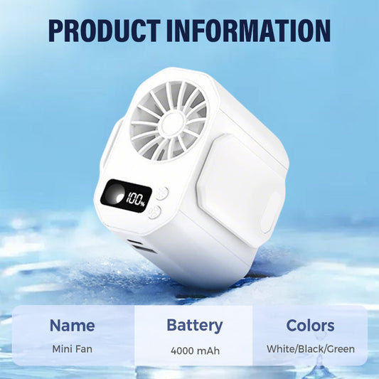 Mini Ventilador Portátil Recargable para Cintura y Mano, Potente Flujo de Aire