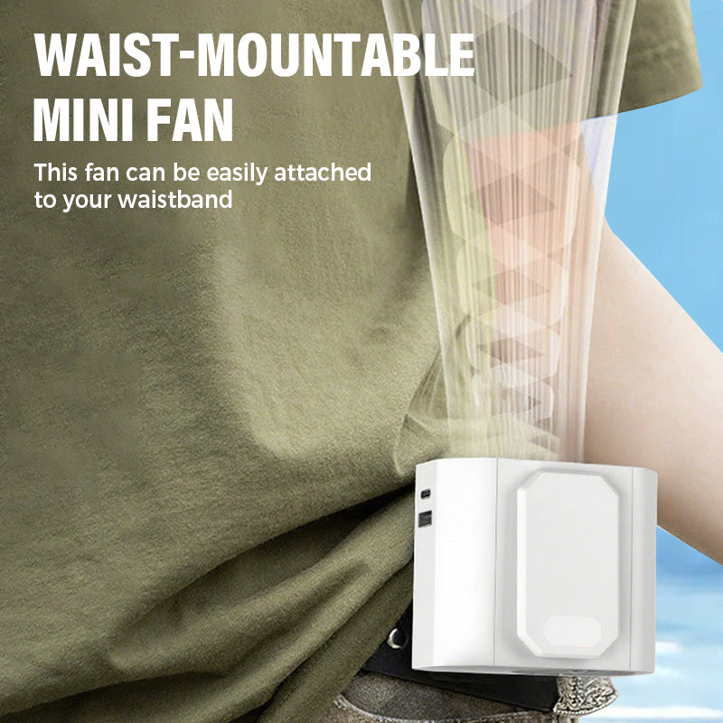 Mini Ventilador Portátil Recargable para Cintura y Mano, Potente Flujo de Aire