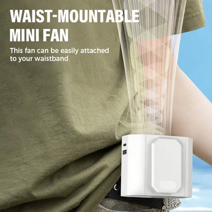 Mini Ventilador Portátil Recargable para Cintura y Mano, Potente Flujo de Aire