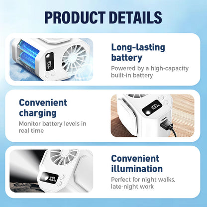 Mini Ventilador Portátil Recargable para Cintura y Mano, Potente Flujo de Aire