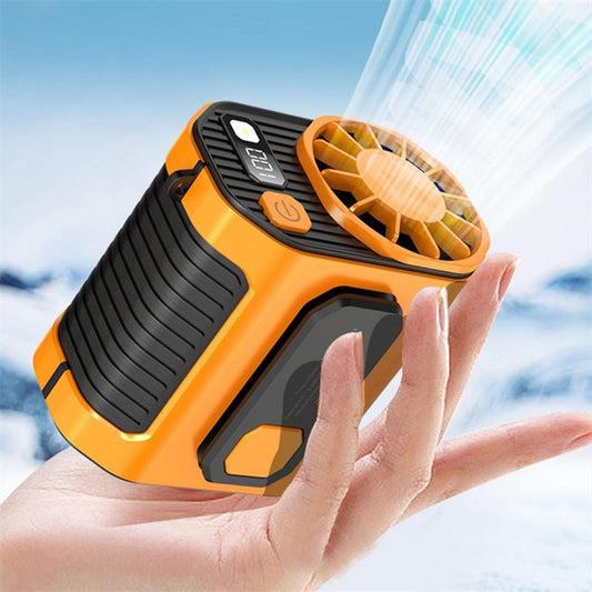 Ventilador Portátil de Cintura Manos Libres con Linterna LED, Alta Velocidad para Exteriores