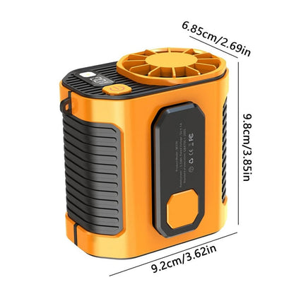 Ventilador Portátil de Cintura Manos Libres con Linterna LED, Alta Velocidad para Exteriores