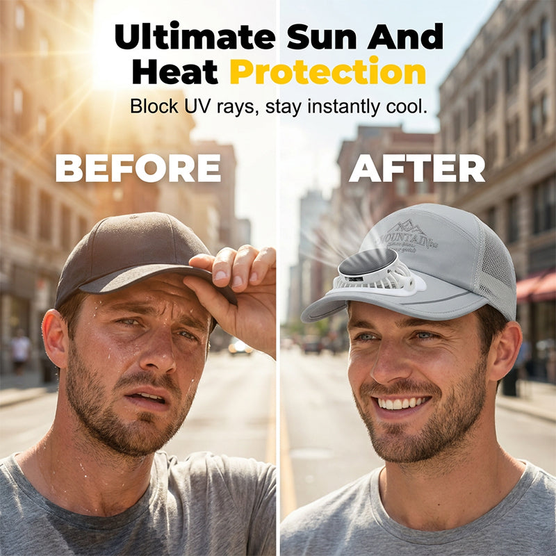 Solar-Powered Fan Cap with USB Charging