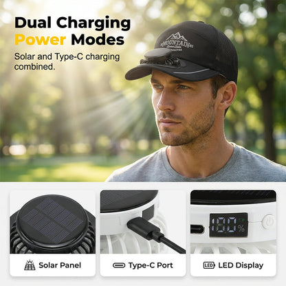 Solar-Powered Fan Cap with USB Charging