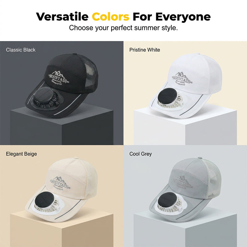 Solar-Powered Fan Cap with USB Charging
