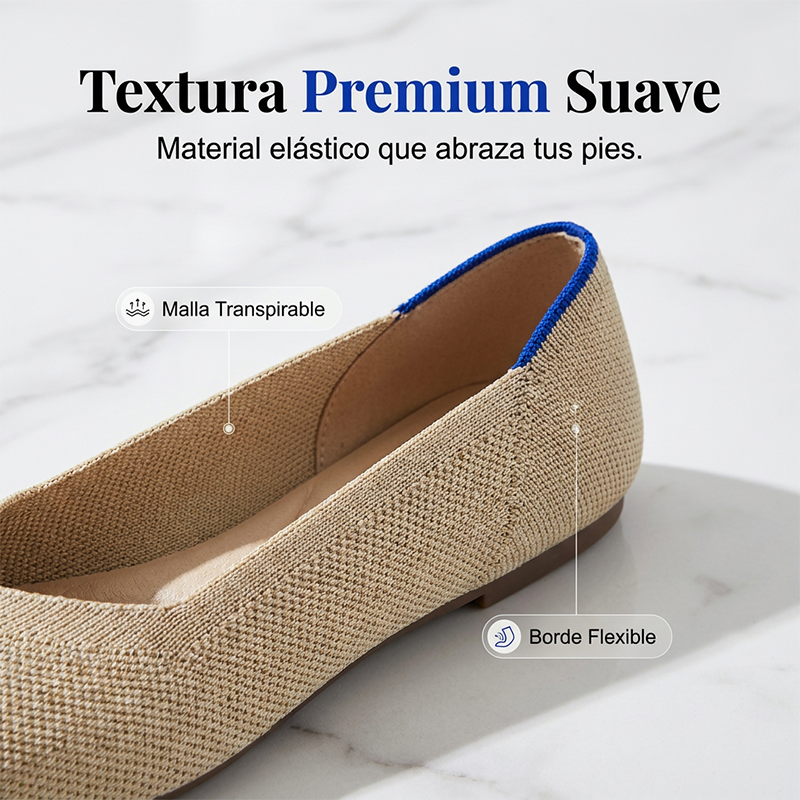 Flats de Punto con Punta Fina para Mujer