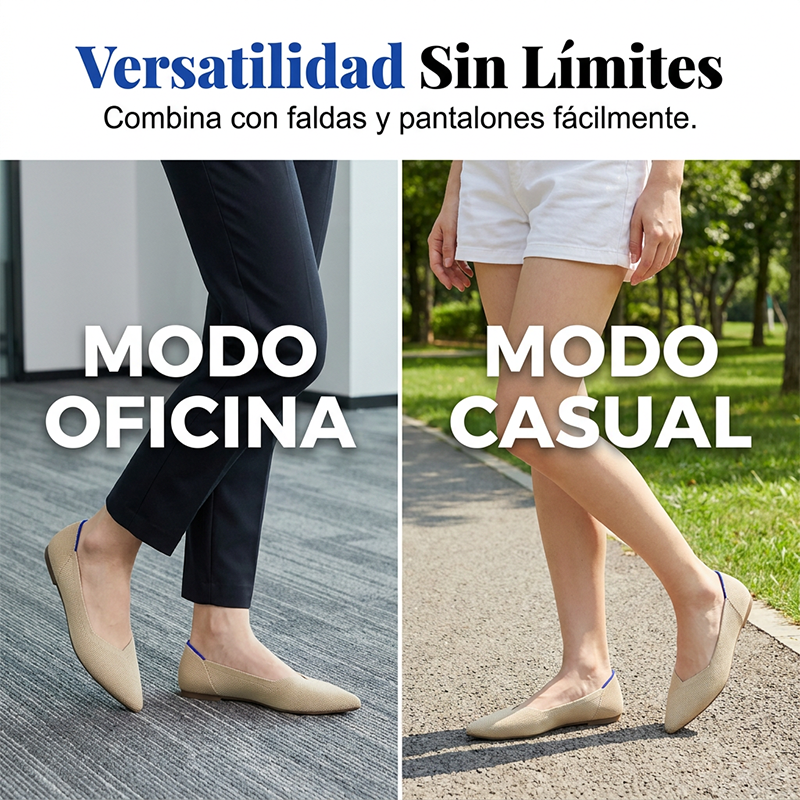 Flats de Punto con Punta Fina para Mujer