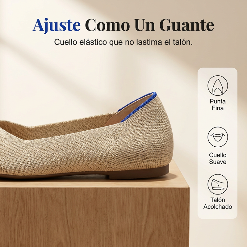 Flats de Punto con Punta Fina para Mujer