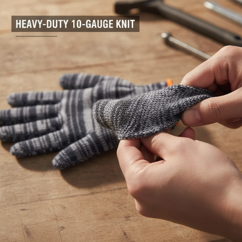 Guantes de trabajo protectores y resistentes, de punto, de calibre 10