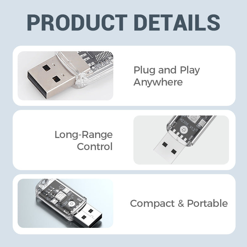 Control Remoto Inteligente por Voz USB para Aire Acondicionado con Luz Nocturna de 7 Colores