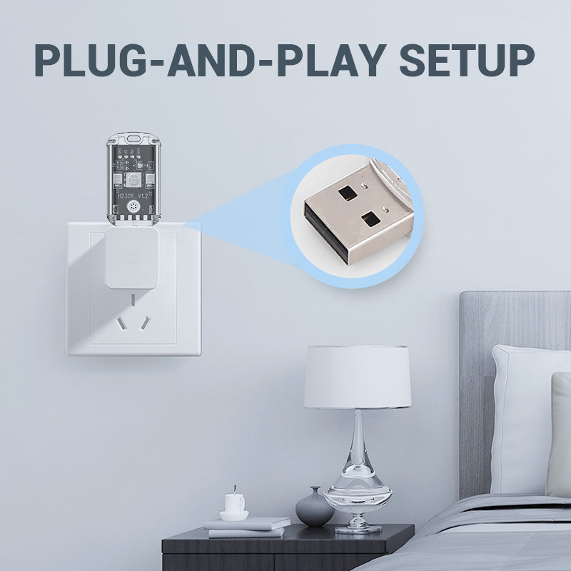 Control Remoto Inteligente por Voz USB para Aire Acondicionado con Luz Nocturna de 7 Colores