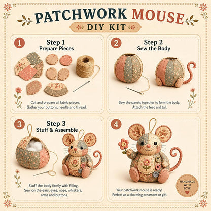 ⏳OFERTA POR TIEMPO LIMITADO 50% DE DESCUENTO🐭🧵 Kit para hacer un ratón patchwork